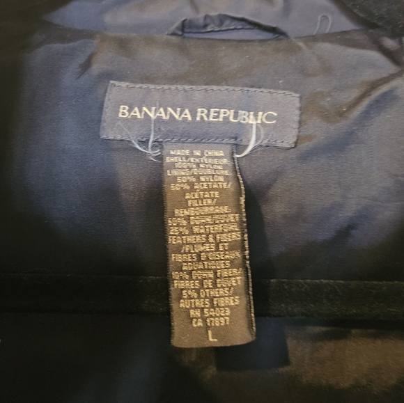 Banana Republic Black Puffer Bomber Jacket Coat Sz. L - Picture 3 of 3